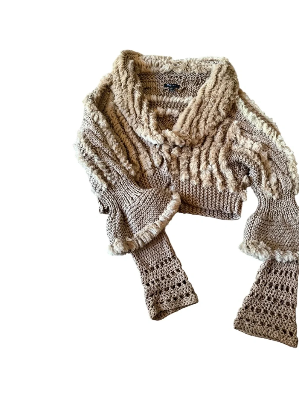 3 Sisters Y2K Authentic Rabbit Fur Ruffle Sweater